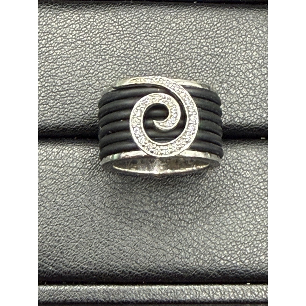 Bella Etoile Sterling Silver Rubber CZ Ring 13 Grams J26